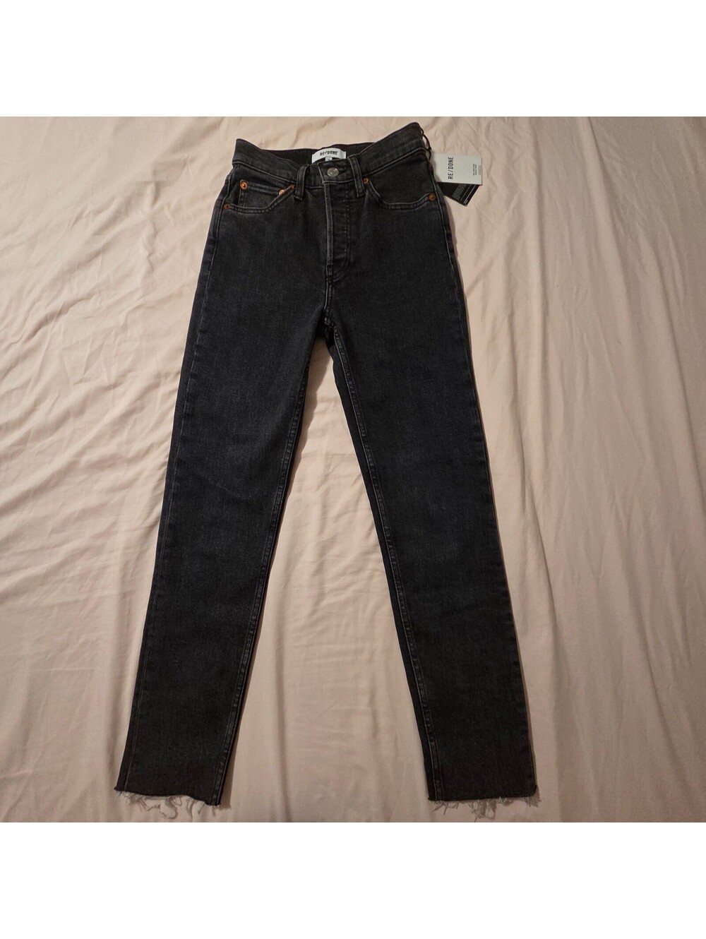 RE/DONE 90s High Rise Ankle Crop Jeans in Stoned Noir - Size 24